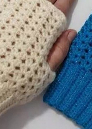 Bordo Örgü Bohem Kadın Eldiveni - Görsel 5