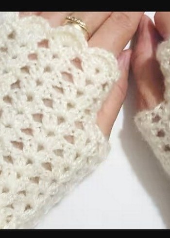 Bordo Örgü Bohem Kadın Eldiveni - Görsel 4