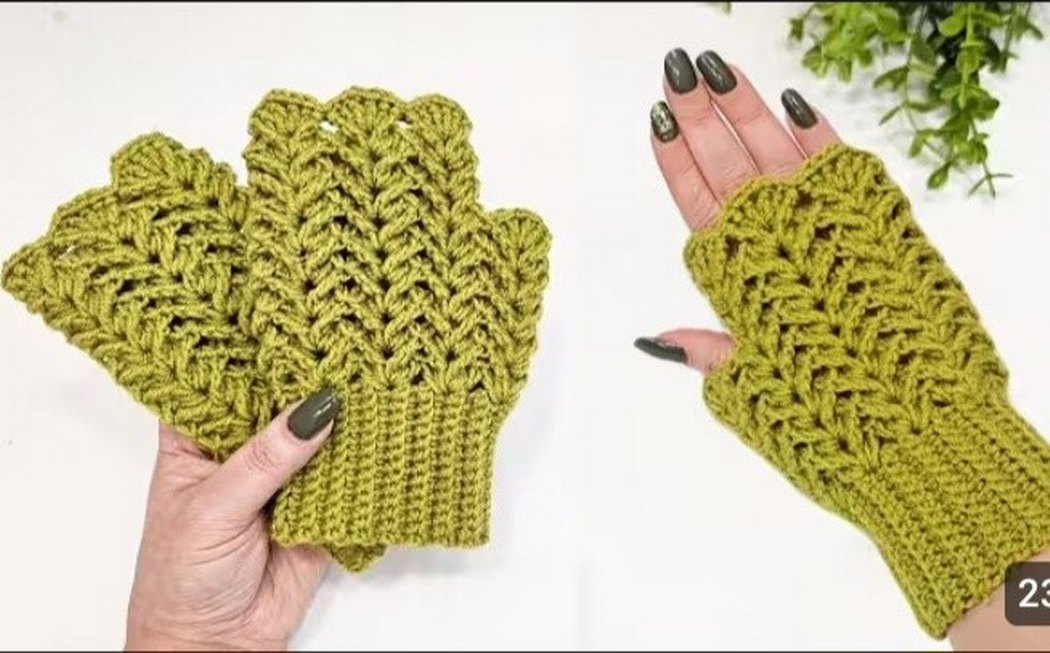 Bordo Örgü Bohem Kadın Eldiveni - Görsel 3