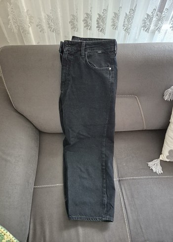 Gri Kadın Bol Kesim Midi Kot Pantolon