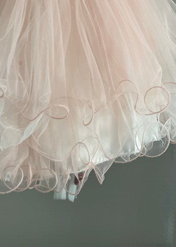 Pembe Kolsuz Fırfırlı Kız Çocuk Elbisesi - Görsel 4