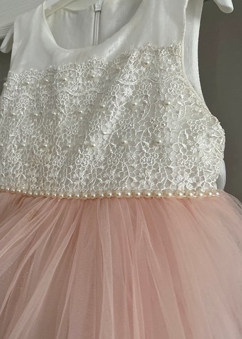 Pembe Kolsuz Fırfırlı Kız Çocuk Elbisesi - Görsel 2