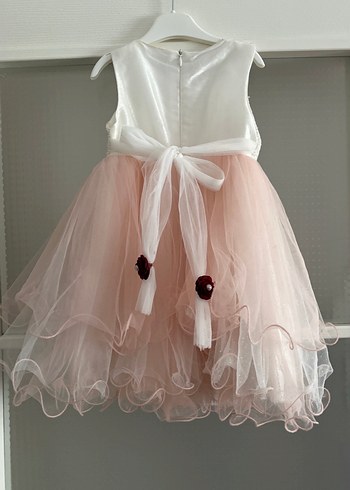 Pembe Kolsuz Fırfırlı Kız Çocuk Elbisesi - Görsel 5