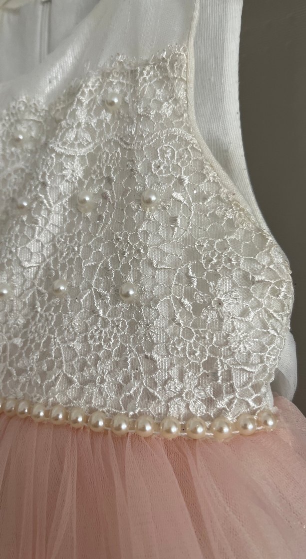 Pembe Kolsuz Fırfırlı Kız Çocuk Elbisesi - Görsel 3