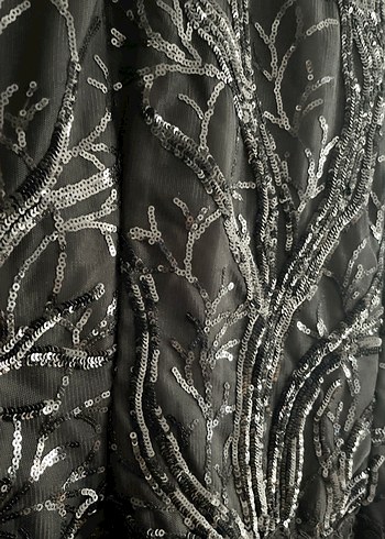 Nakışlı Siyah Uzun Kollu Abiye Elbise - Görsel 3