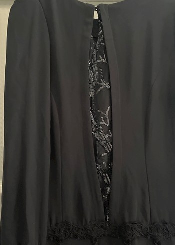 Nakışlı Siyah Uzun Kollu Abiye Elbise - Görsel 6
