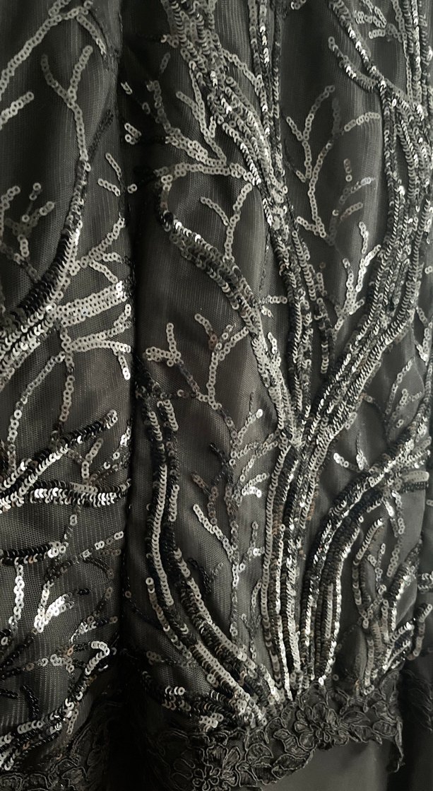 Nakışlı Siyah Uzun Kollu Abiye Elbise - Görsel 3