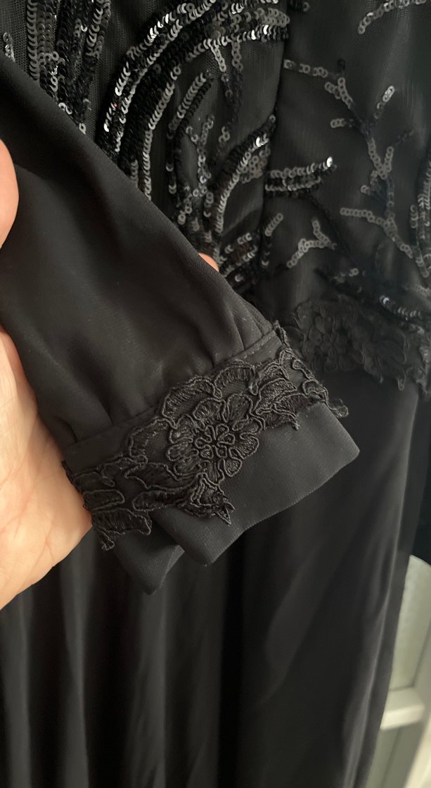 Nakışlı Siyah Uzun Kollu Abiye Elbise - Görsel 4
