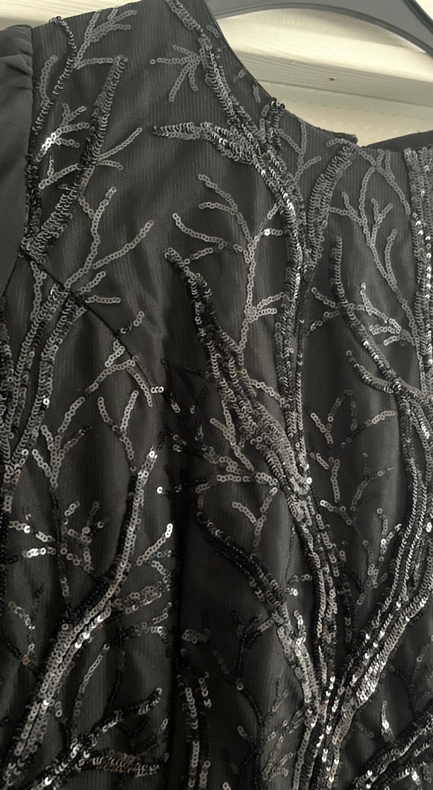 Nakışlı Siyah Uzun Kollu Abiye Elbise - Görsel 5