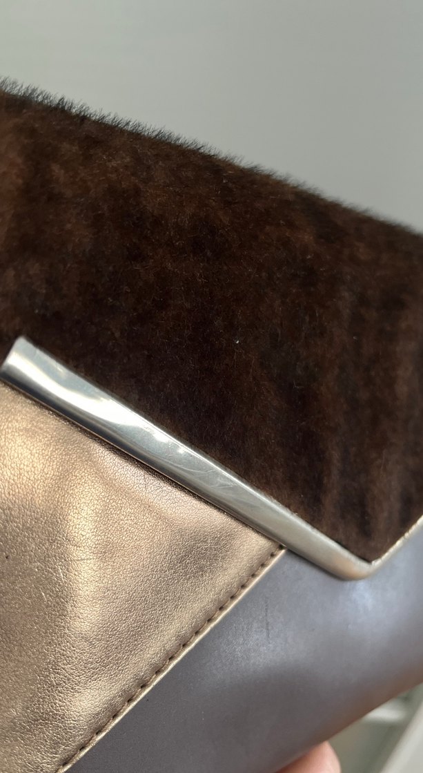 Kahverengi Kürklü Deri Kadın Portföy Çanta - Görsel 3