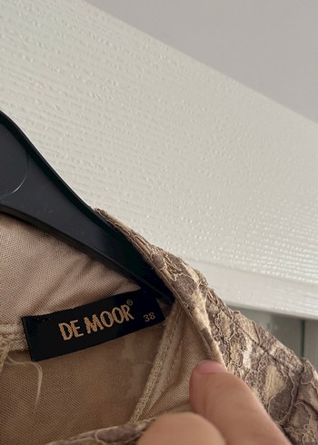 Dantel Detaylı Sütlü Kahverengi Uzun Abiye Elbise - Görsel 5