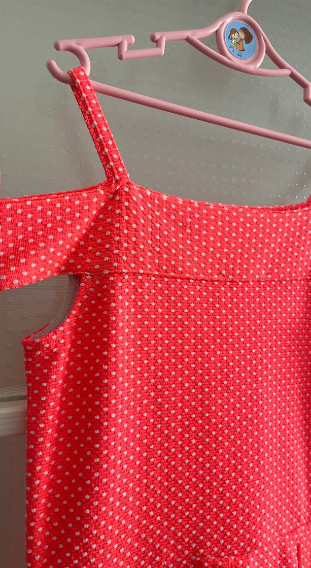 Puantiye Desenli Pileli Kız Elbisesi - Görsel 3