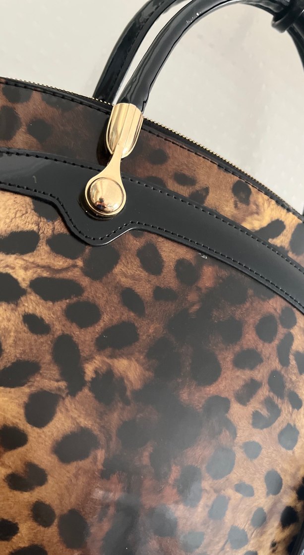 Kahverengi Leopar Desenli Kadın Deri Çanta - Görsel 4