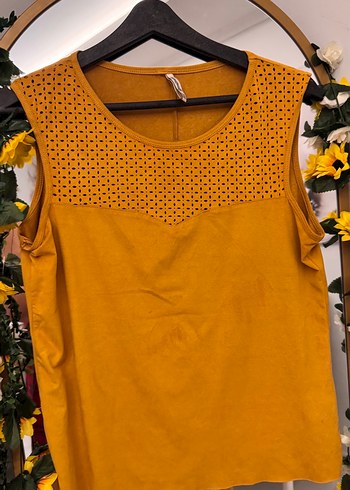 Hardal sarı Kadın kot kesim pantolon ve bluz takım - Görsel 5