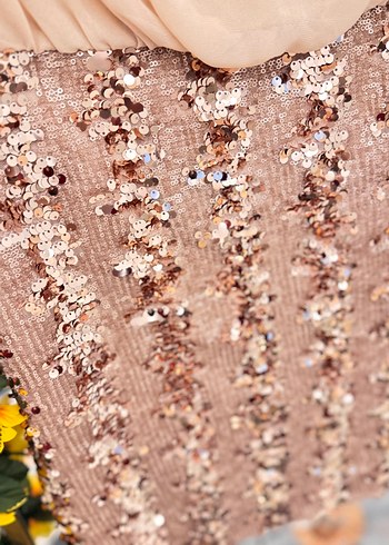 Volanlı Kısa Straplez Bohem Elbise - Görsel 4