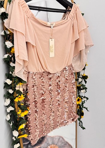 Volanlı Kısa Straplez Bohem Elbise - Görsel 5