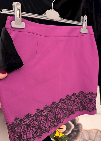 Harika ikili kadife şıklığı bluz dantel baskı mini etek - Görsel 3