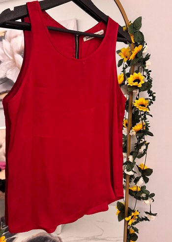 Kırmızı Sırt Fermuarlı Kadın Bluz - Görsel 5