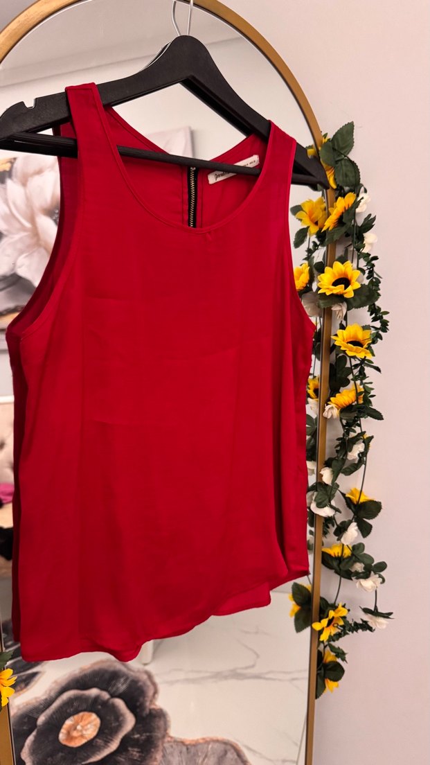 Kırmızı Sırt Fermuarlı Kadın Bluz - Görsel 5