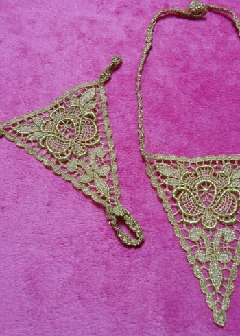 Dantel İşlemeli Mavi Bohem Vücut Zinciri Şahmeran - Görsel 5