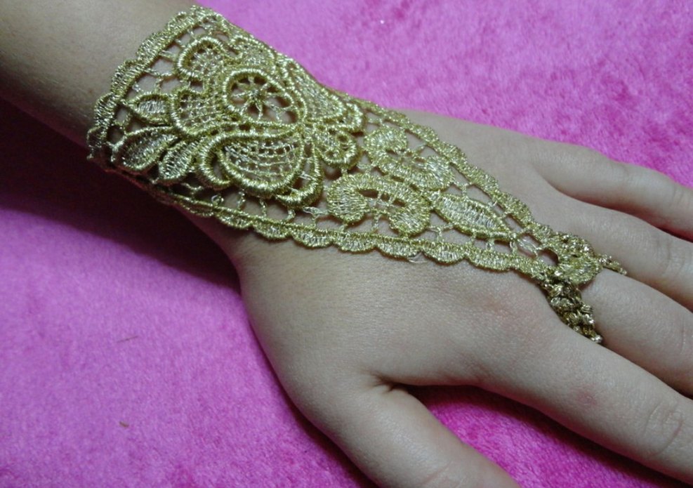 Dantel İşlemeli Mavi Bohem Vücut Zinciri Şahmeran - Görsel 4