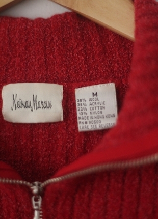 m Beden Neiman Marcus M Beden Yünlü Vintage Sıfır Ayarında Kazak Kırmızı