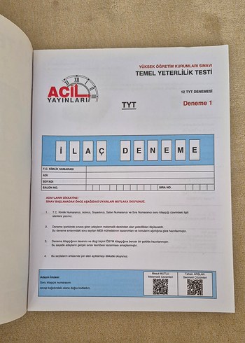  Matematiğin İlacı TYT Denemeleri Kitabı