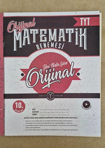  Beden Renk Orijinal Yayınları TYT Matematik Denemeleri