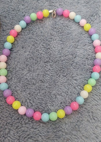 Pastel Renkli Boncuklu çocuk Kolye