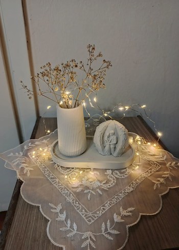 Beyaz Seramik Mumluk ve Vazo Seti - Görsel 2