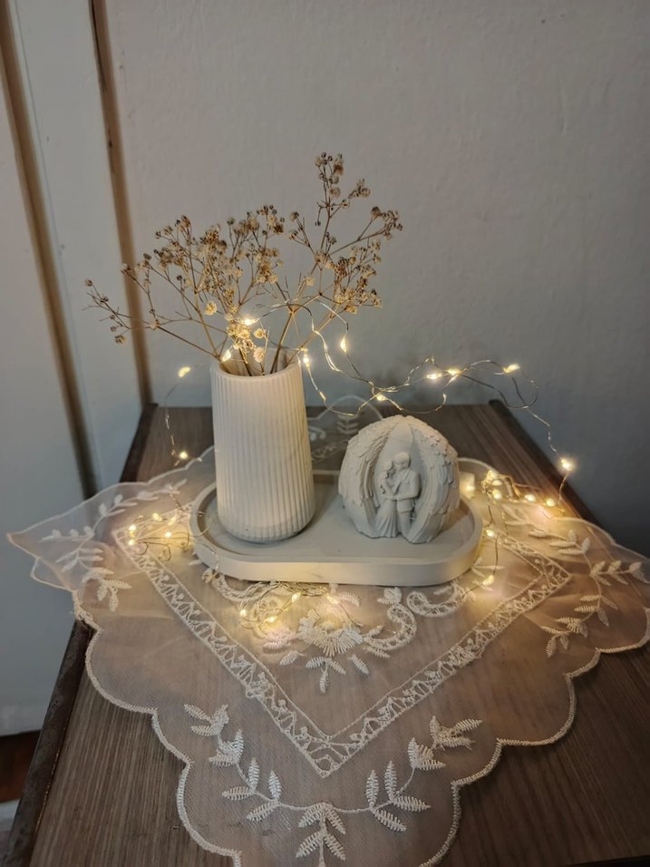 Beyaz Seramik Mumluk ve Vazo Seti - Görsel 2