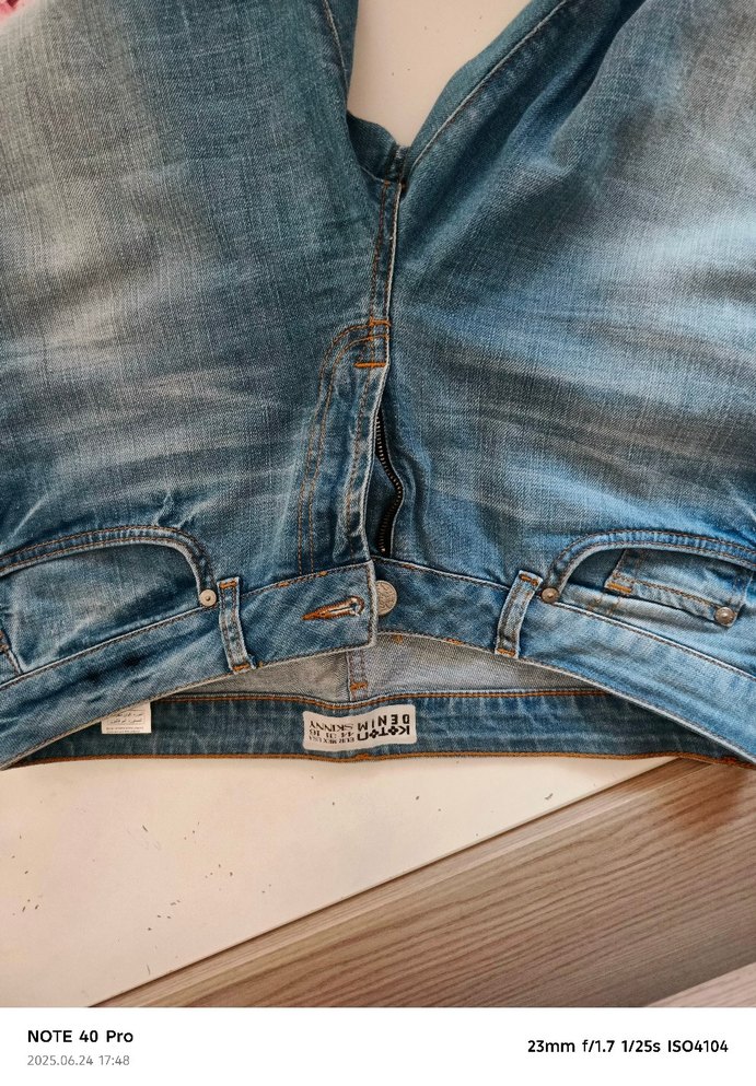 Mavi Bağcıklı Midi unisex Denim Pantolon - Görsel 3