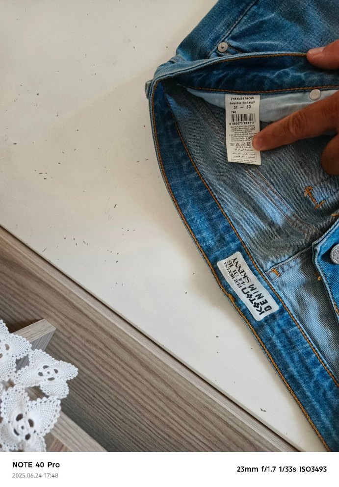 Mavi Bağcıklı Midi unisex Denim Pantolon - Görsel 4