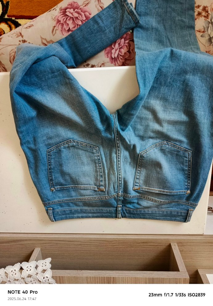 Mavi Bağcıklı Midi unisex Denim Pantolon - Görsel 2