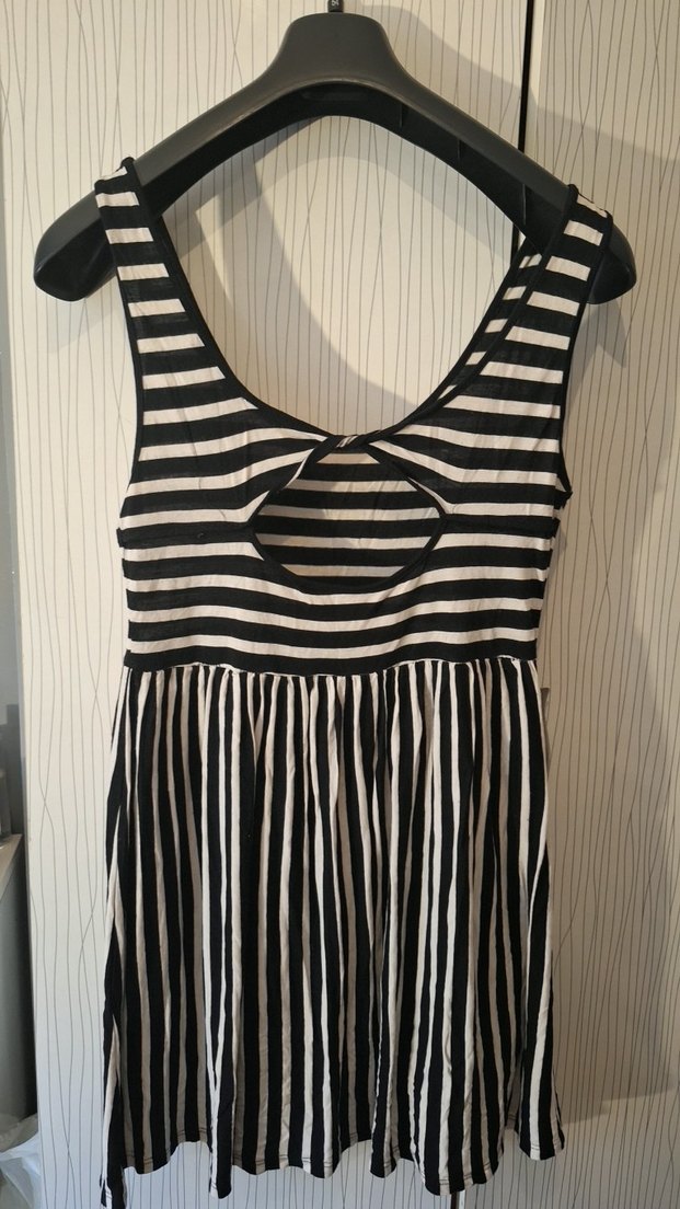 Çizgili Midi  Elbise - Görsel 2