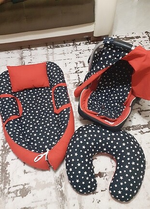Babynest takım 4 parca(babynest yastıklı,Emzirme C yastık,puset 