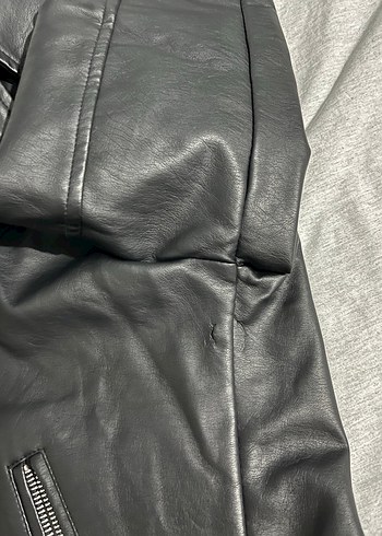 Siyah Kadın Deri Biker Ceket - Görsel 4