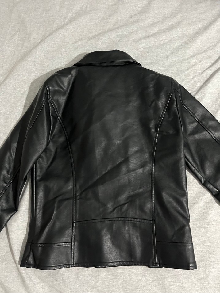 Siyah Kadın Deri Biker Ceket - Görsel 2