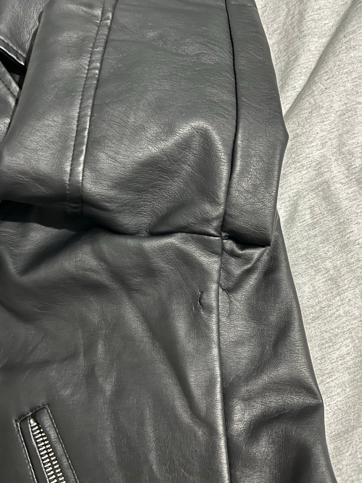 Siyah Kadın Deri Biker Ceket - Görsel 4