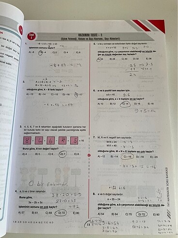 Beden Renk Tyt Matematik Bilgi Sarmal soru bankası