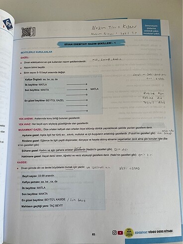 Beden Renk Türkçenin Matematiği Edebiyat video ders kitabı ve soru bankası