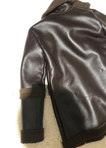 Kahverengi Kürklü Deri Kadın Ceket Mont - Görsel 4