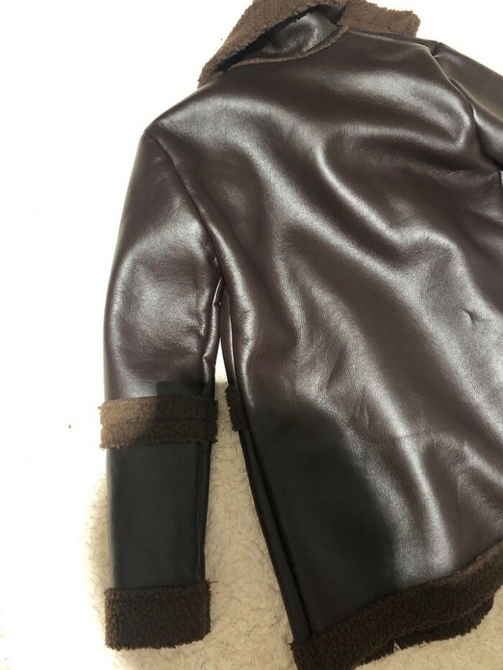 Kahverengi Kürklü Deri Kadın Ceket Mont - Görsel 4
