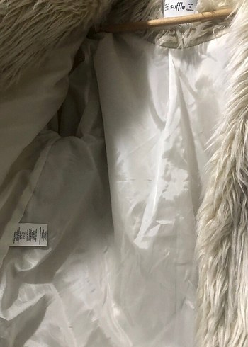 Bej Kadın Suni Kürk Midi Ceket - Görsel 4