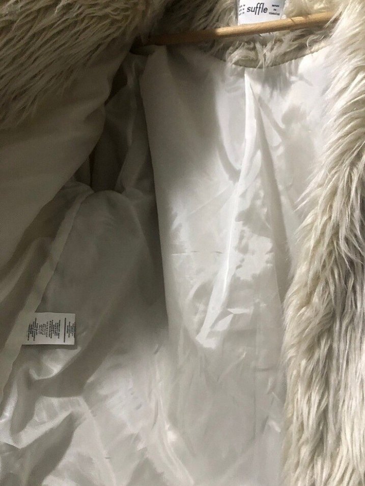 Bej Kadın Suni Kürk Midi Ceket - Görsel 4