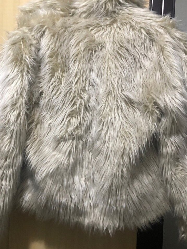 Bej Kadın Suni Kürk Midi Ceket - Görsel 3