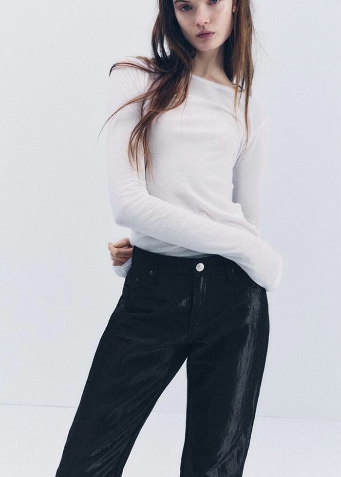 Zara saten görünümlü pantolon - Görsel 2