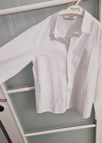 Düğmeli Keten Beyaz erkek cocuk gomlek - Görsel 3