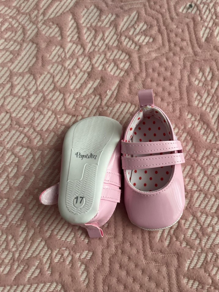 Pembe Puantiyeli Fırfırlı Kız Bebek İlk Adım Ayakkabısı - Görsel 3