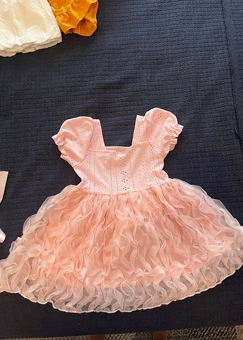 Pembe Fırfırlı Nakışlı Kız Elbisesi - Görsel 2